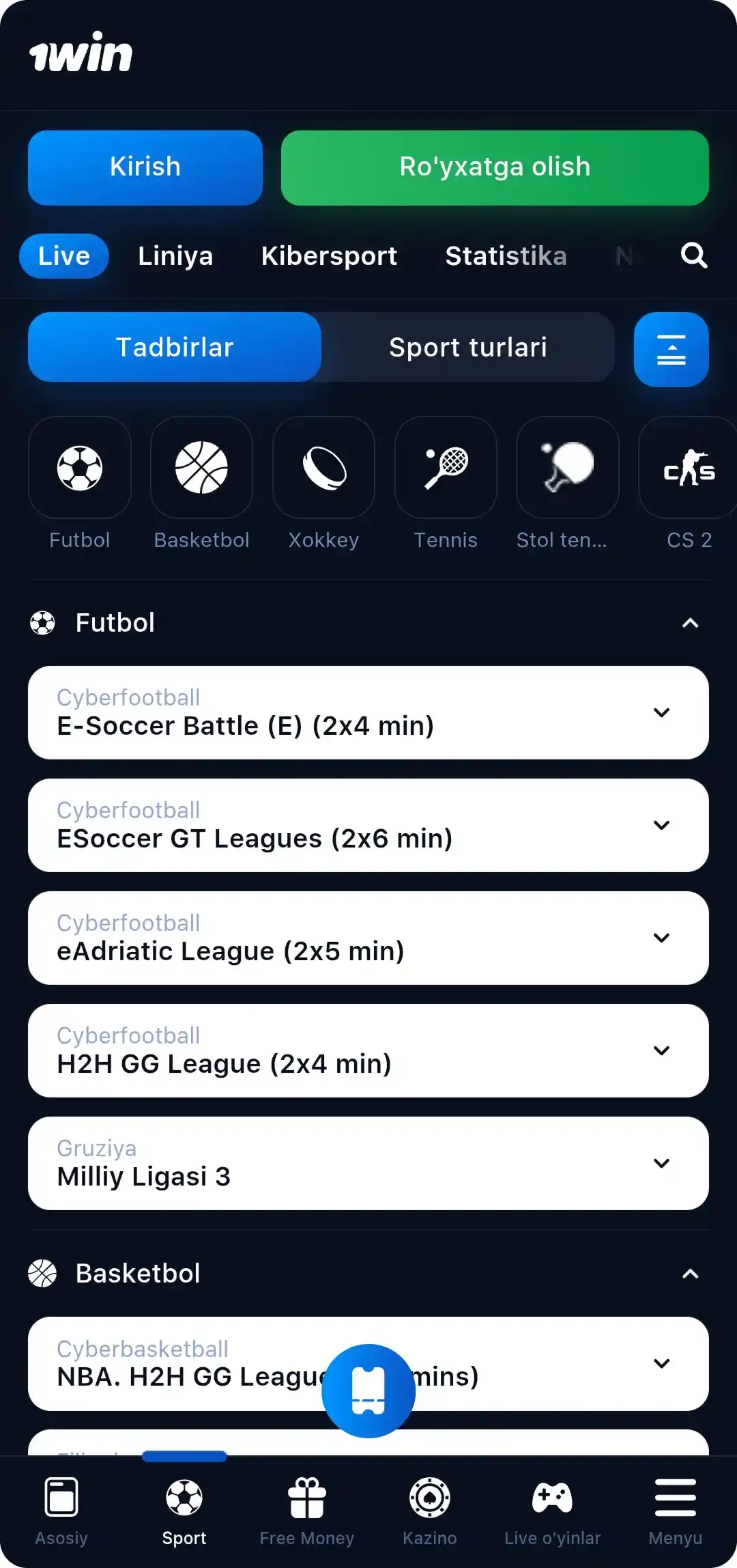 1win ilovasi live