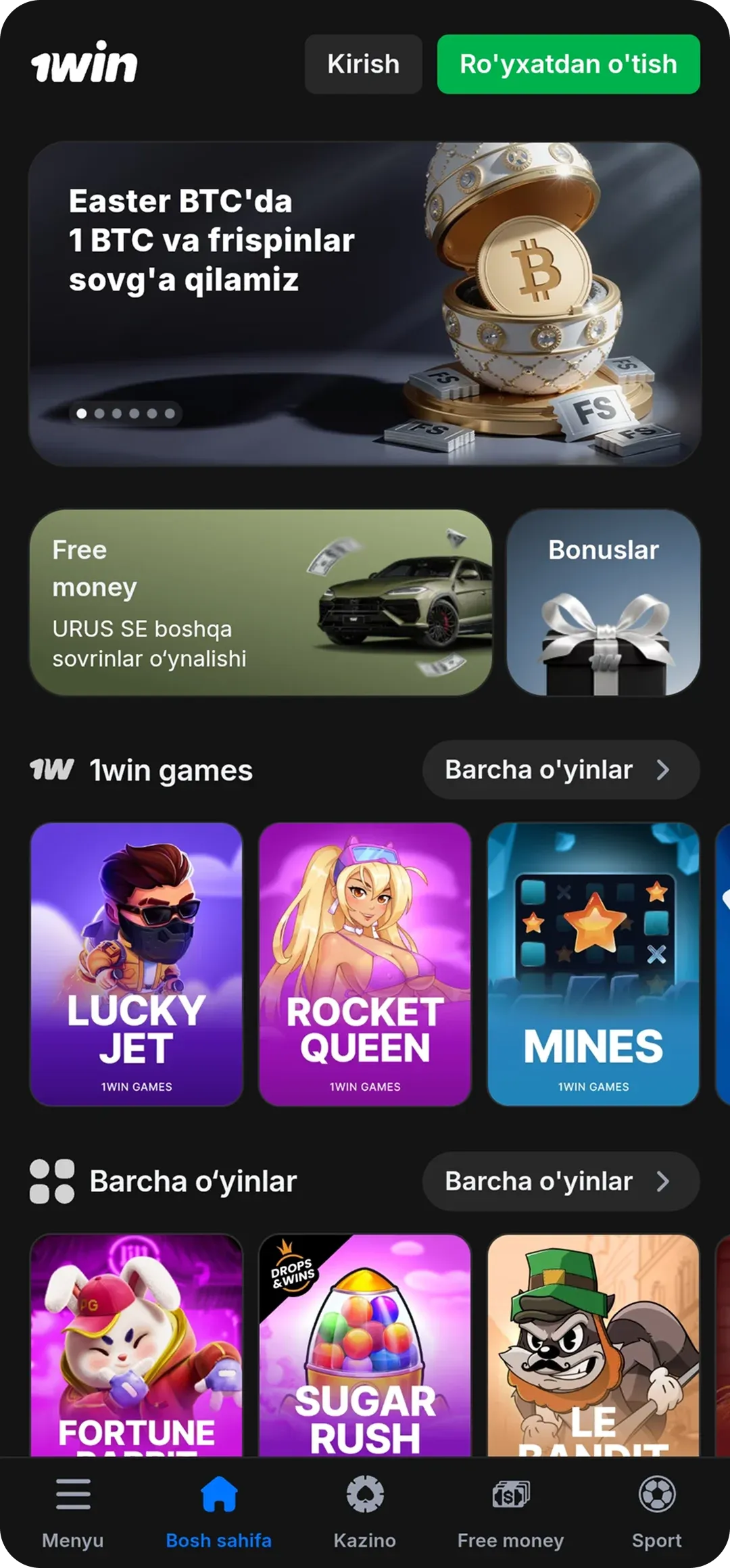 1win ilovasidagi slotlar